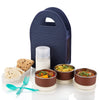 Primelife 5 in 1 Lanch Box with Bag Stainless Steel 3 Container, 1-Oval Shape Container, 1 Bottel With Bag (BT - 1)