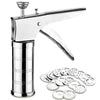 Primelife Stainless Steel Kitchen Press with 15 Different Types of Jalies Bhujiya Maker,Noodles Maker Namkeen Maker, Sev Maker, Gathiya Maker (Kitchen Press)